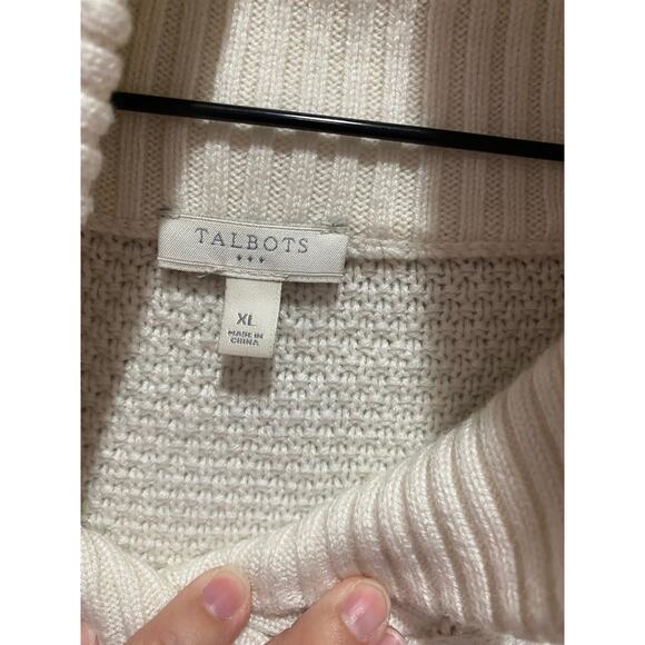 Talbots Short Sleeve Sweater Top Lambswool blend Sz XL Off White Cozy Cowl Neck - Picture 5 of 7